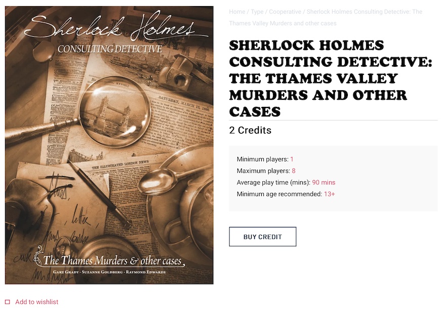 Rent, Shuffle and Roll Sherlock Holmes Consulting Detective example
