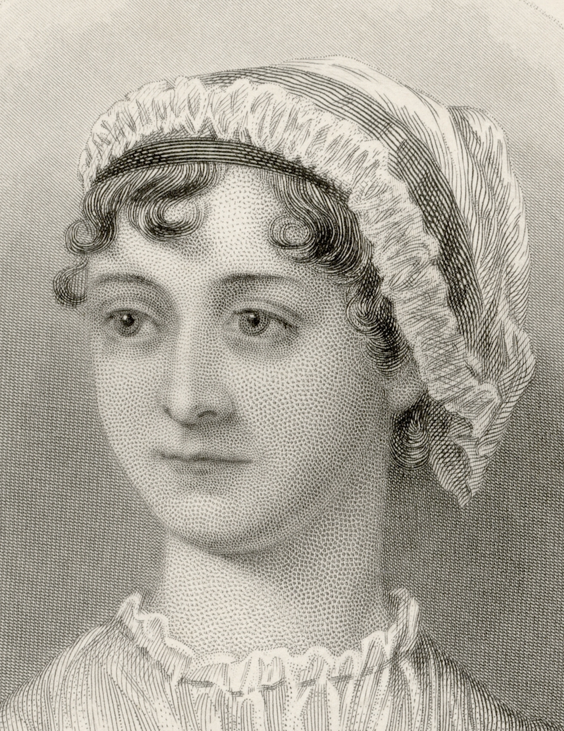 Monochrome portrait of Jane Austen