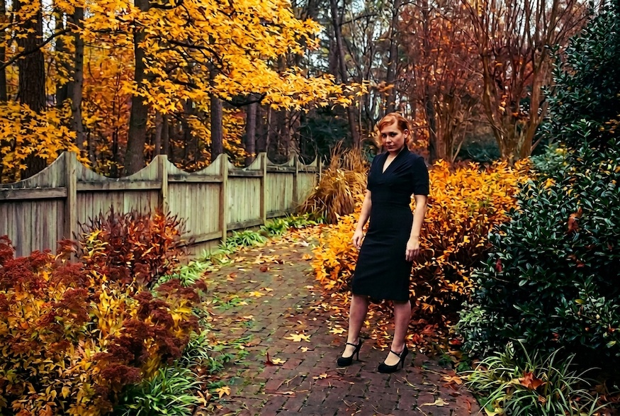 crime fiction author Jessica Housand with fall colours