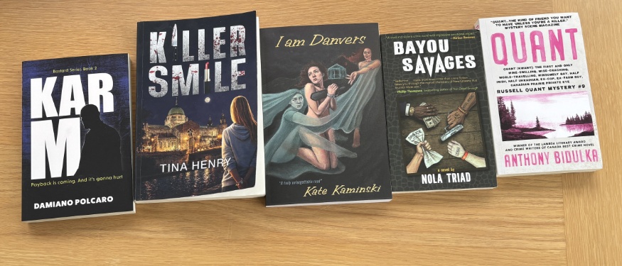 group shot of five indie crime fiction novels