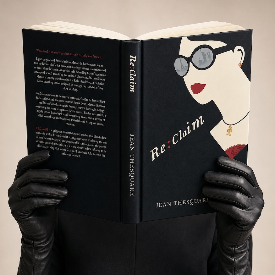 Jean Thesquare behind a book cover